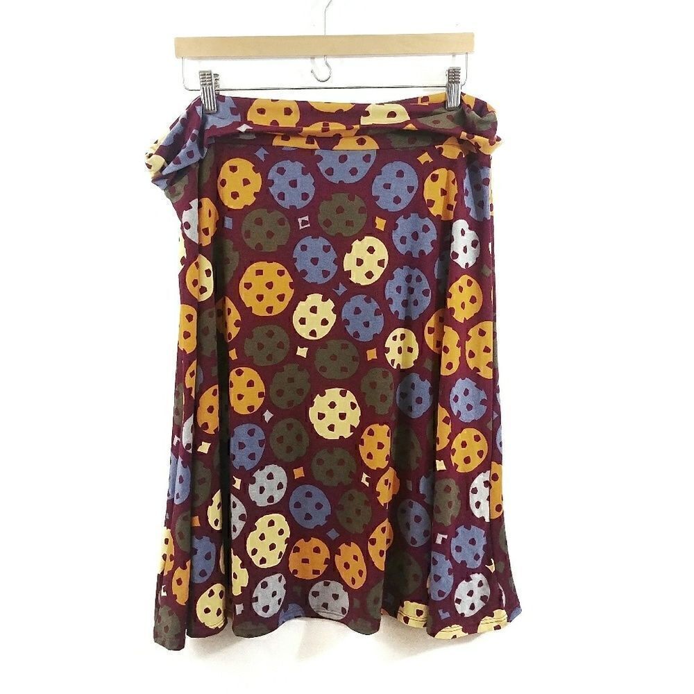 Lularoe Azure 3XL Skirt A-line Plus Burgundy Multicolor Plus Green